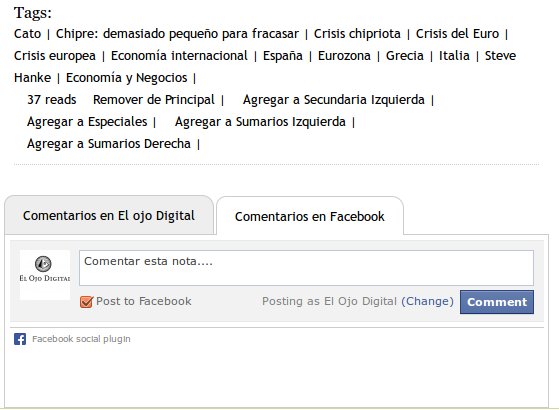 Comentarios en Facebook en El Ojo Digital