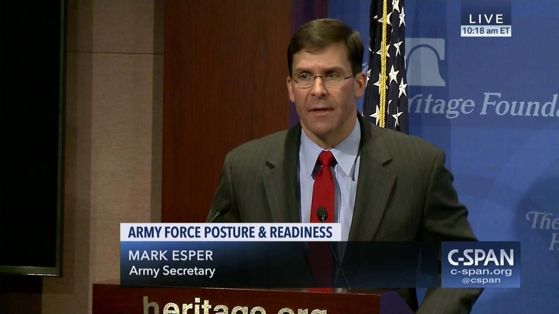 Mark Esper, Secretario de Defensa, Estados Unidos, China