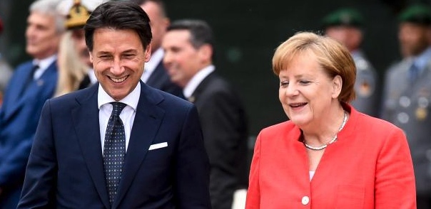 Giuseppe Conte y Angela Merkel