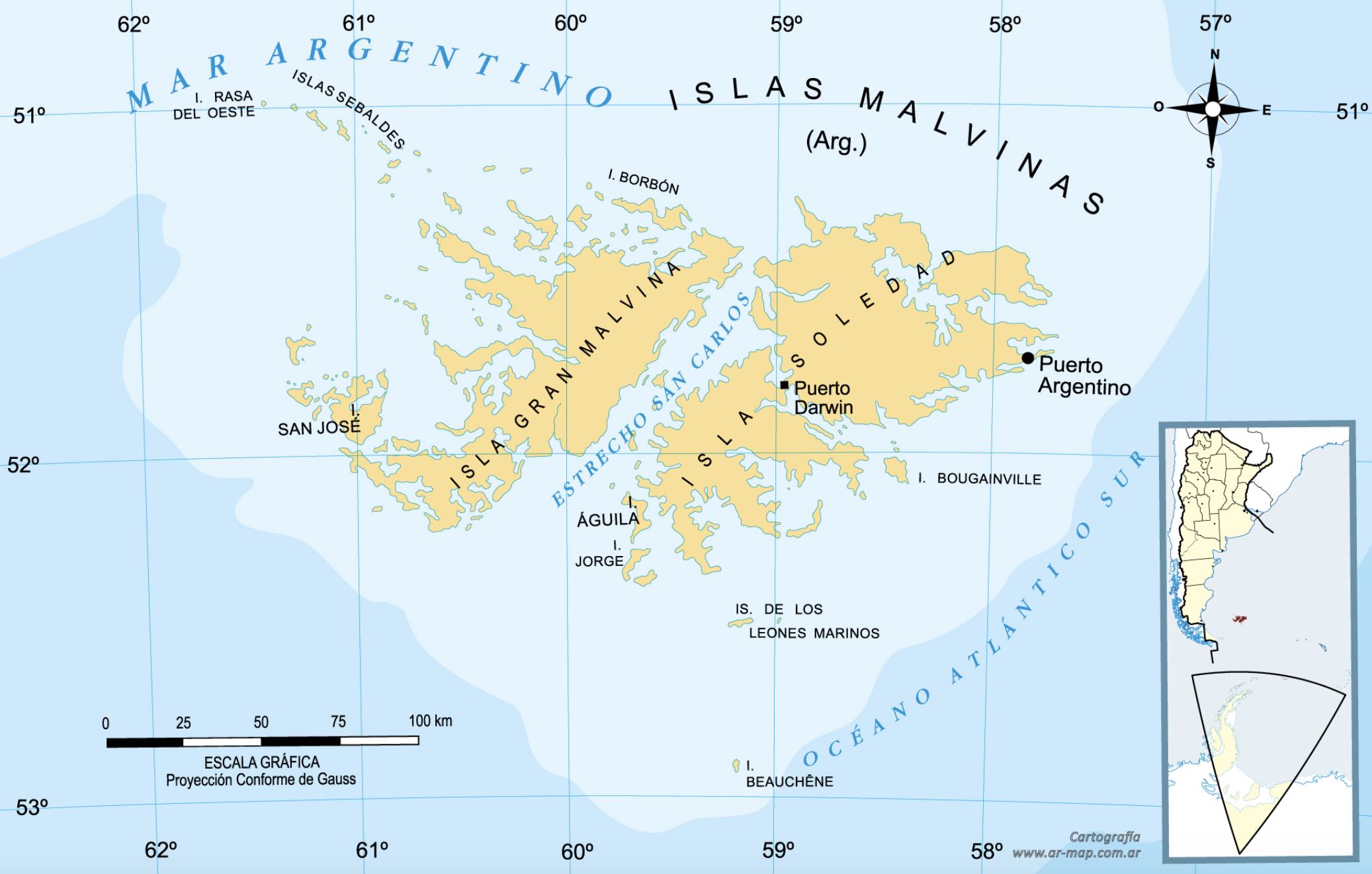 Islas Malvinas, Mapa