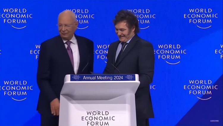 Javier Milei at the World Economic Forum, with Klaus Schwab