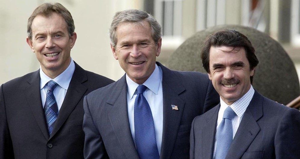 José María Aznar, Tony Blair, George Bush, España