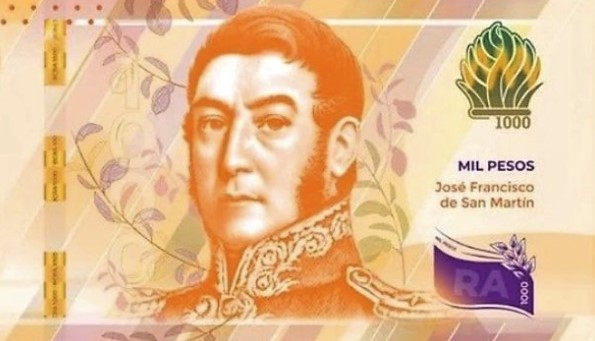General Don José de San Martín, Billete de mil pesos argentinos devaluados, Historia argentina