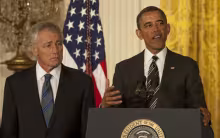 Chuck Hagel y Barack Obama