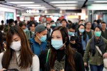 Coronavirus, Público en el subte de Hong Kong, Barbijos